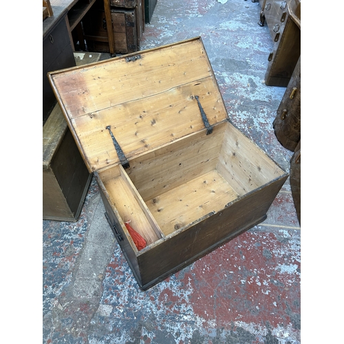 19 - A Victorian pine blanket box - approx. 45cm high x 82cm wide x 48cm deep