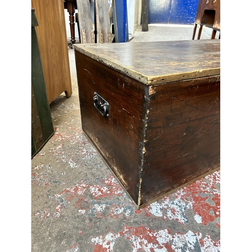 27 - A Victorian pine blanket box - approx. 39cm high x 91cm wide x 50cm deep