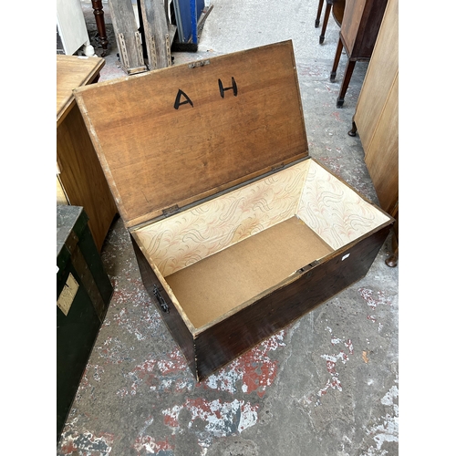 27 - A Victorian pine blanket box - approx. 39cm high x 91cm wide x 50cm deep