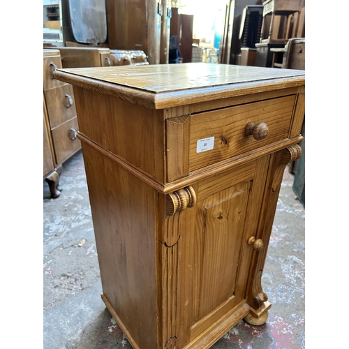 29 - A Victorian style carved pine bedside cabinet