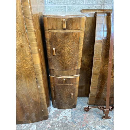 3 - An Art Deco walnut six piece bedroom suite