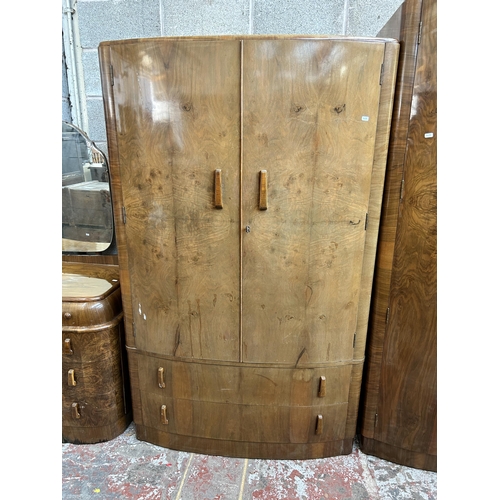 3 - An Art Deco walnut six piece bedroom suite