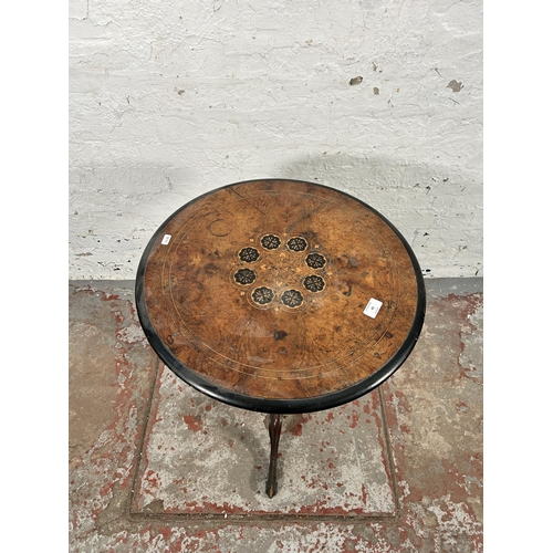 43 - A Victorian inlaid burr walnut tripod occasional table - approx. 70cm high