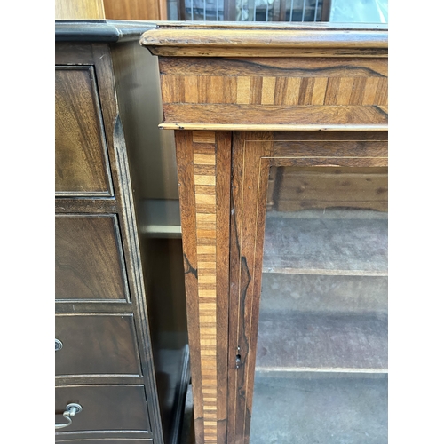 47 - A Victorian inlaid rosewood and walnut pier cabinet - approx. 104cm high x 76cm wide x 30cm deep