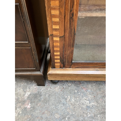 47 - A Victorian inlaid rosewood and walnut pier cabinet - approx. 104cm high x 76cm wide x 30cm deep