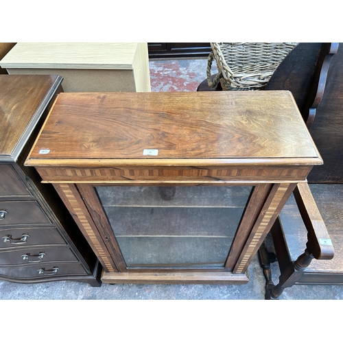 47 - A Victorian inlaid rosewood and walnut pier cabinet - approx. 104cm high x 76cm wide x 30cm deep