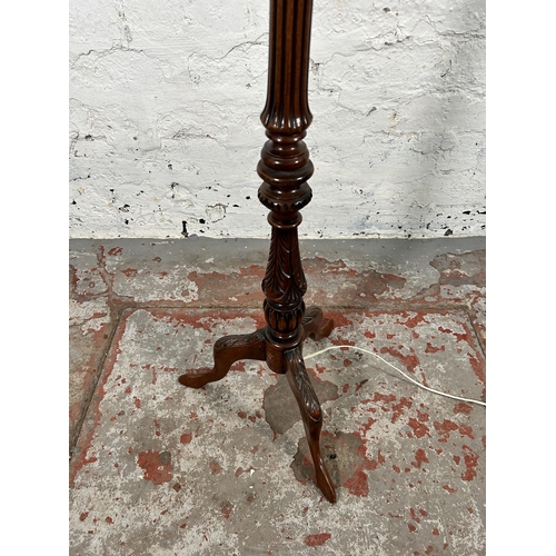 52 - A 19th century style mahogany tripod standard lamp - approx. 138cm high