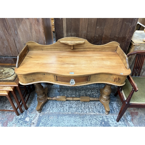 94 - A Victorian pine and satinwood washstand - approx. 85cm high x 108cm wide x 45cm deep