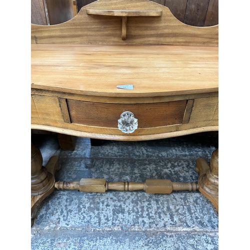 94 - A Victorian pine and satinwood washstand - approx. 85cm high x 108cm wide x 45cm deep