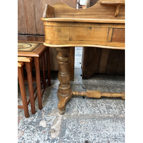 94 - A Victorian pine and satinwood washstand - approx. 85cm high x 108cm wide x 45cm deep