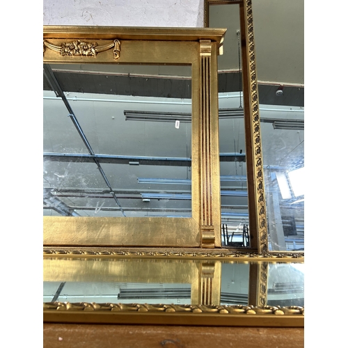 225 - Four gilt framed wall mirrors - largest approx. 76cm high x 102cm wide