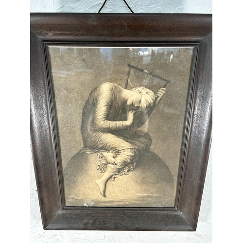 228 - An early 20th century oak framed George Frederick Watts 