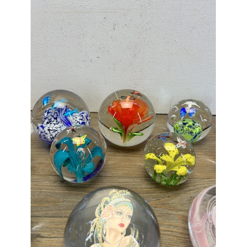 343 - Twelve art glass paperweights