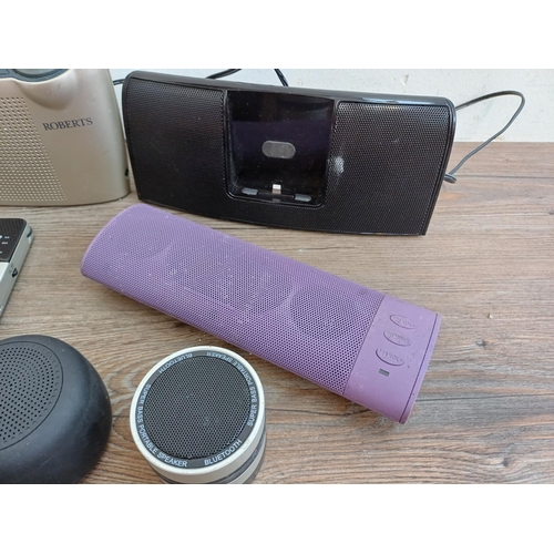 A collection of radios and speakers to include Roberts Classic DAB