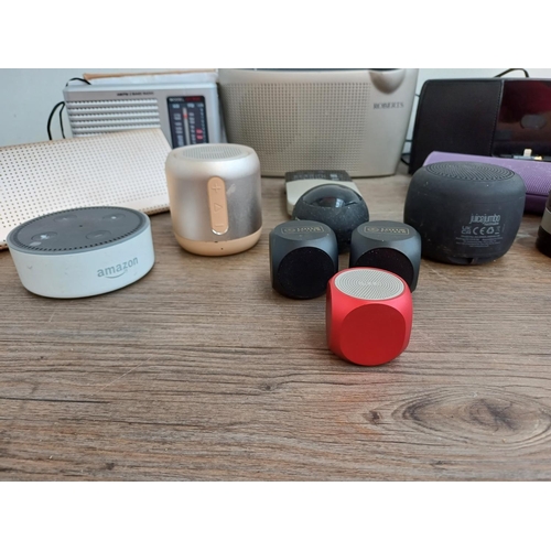 A collection of radios and speakers to include Roberts Classic DAB