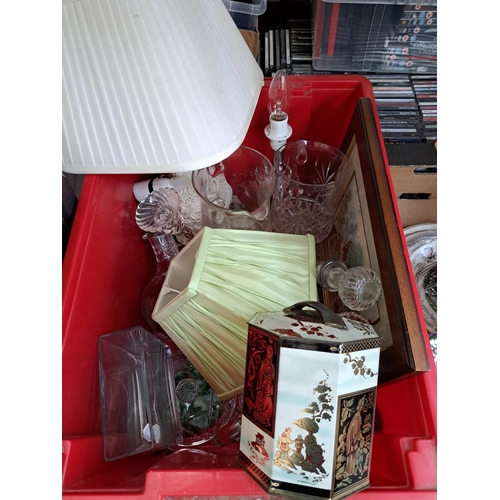 1011 - Three boxes containing Royal Doulton cut crystal candlestick, two boxed Wedgwood for Russell Hobbs a... 