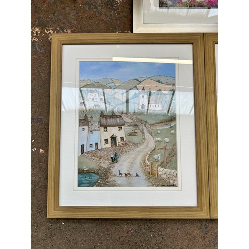 224M - Three framed prints, two Janice McGloine - approx. 67cm high x 56cm wide and one Debbie Neill - appr... 