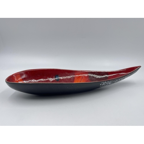 317 - A signed Alan Clarke (formally Poole Pottery) tear drop dish - approx. 32cm long