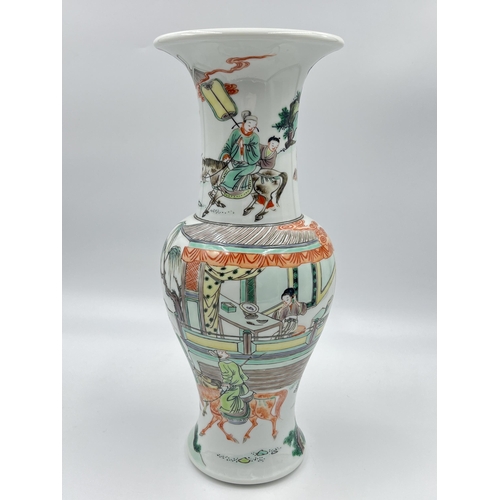 328 - A Chinese Famille Verte porcelain baluster vase - approx. 29cm high