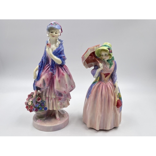 332 - Two Royal Doulton figurines, Phyllis - HN 1486 and Miss Demure - HN 1402