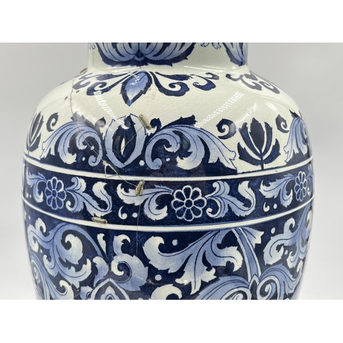 333 - A Villeroy & Boch Mettlach blue and white jar and cover, no. 5461 - approx. 40cm high