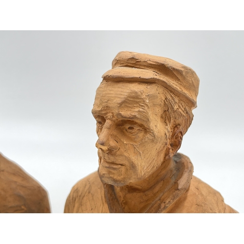 337 - Two Dutch Scheveningen terracotta busts, signed to reverse - approx. 15cm high