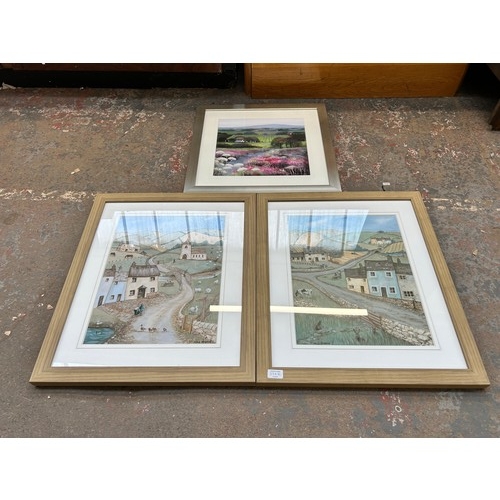 224M - Three framed prints, two Janice McGloine - approx. 67cm high x 56cm wide and one Debbie Neill - appr... 