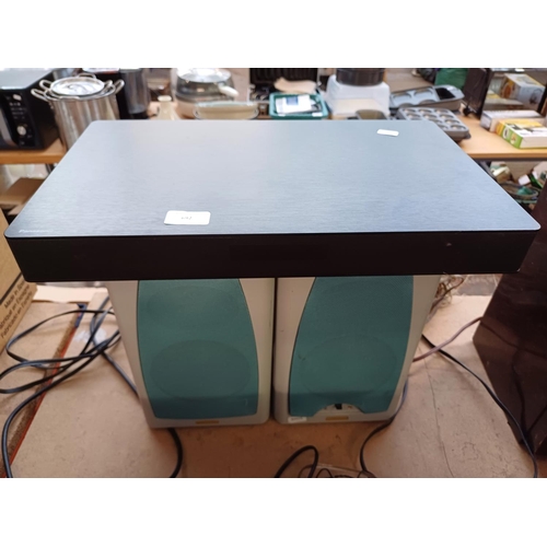 692 - Two items, one Panasonic SC-HTE80 home theatre audio system and one pair of Jamo CS5 active multimed... 