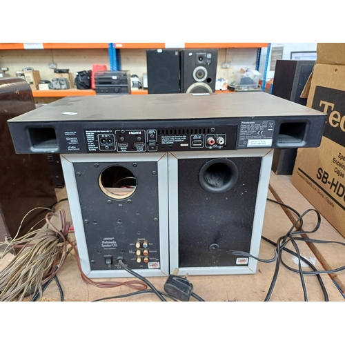 692 - Two items, one Panasonic SC-HTE80 home theatre audio system and one pair of Jamo CS5 active multimed... 