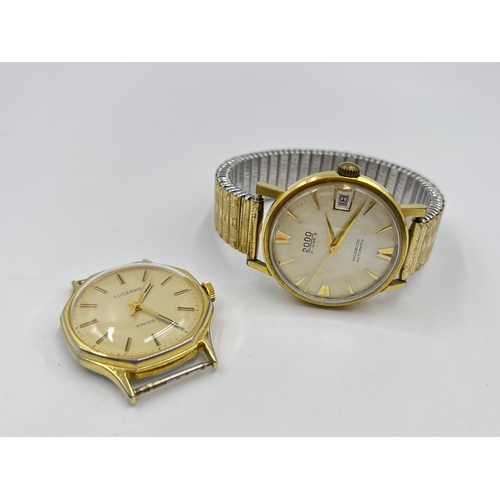 2220 - Two vintage 33mm men's wristwatches, one 2000 automatic and one Lucerne mechanical