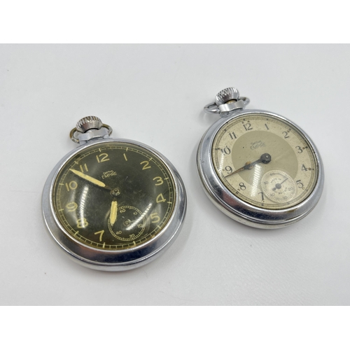 2221 - Two vintage Smiths Empire open face hand wind pocket watches