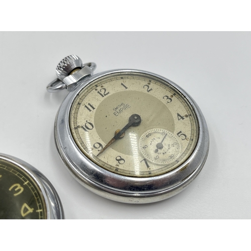 2221 - Two vintage Smiths Empire open face hand wind pocket watches