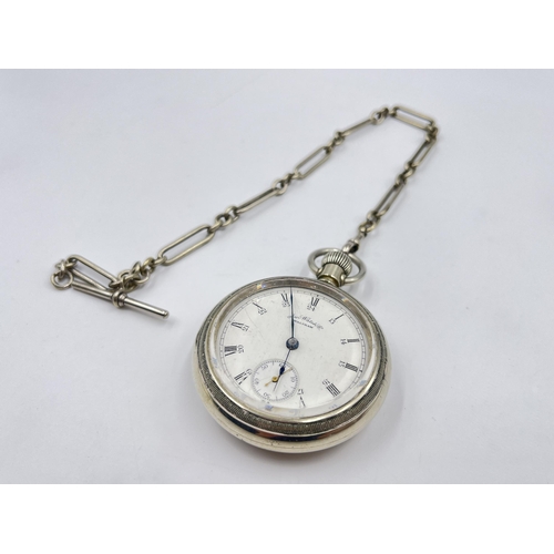 2227 - A Victorian Waltham open face hand wind pocket watch - ref. 	6606842, circa 1895 with albert chain, ... 