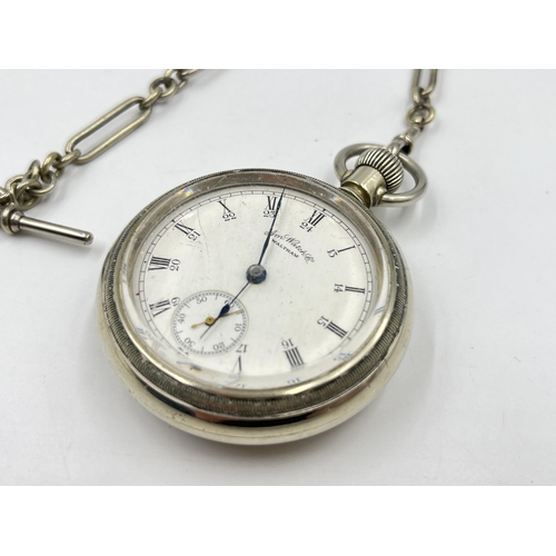 2227 - A Victorian Waltham open face hand wind pocket watch - ref. 	6606842, circa 1895 with albert chain, ... 