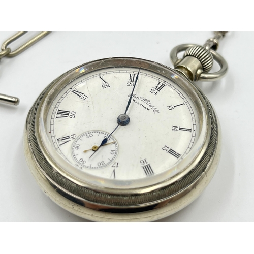 2227 - A Victorian Waltham open face hand wind pocket watch - ref. 	6606842, circa 1895 with albert chain, ... 