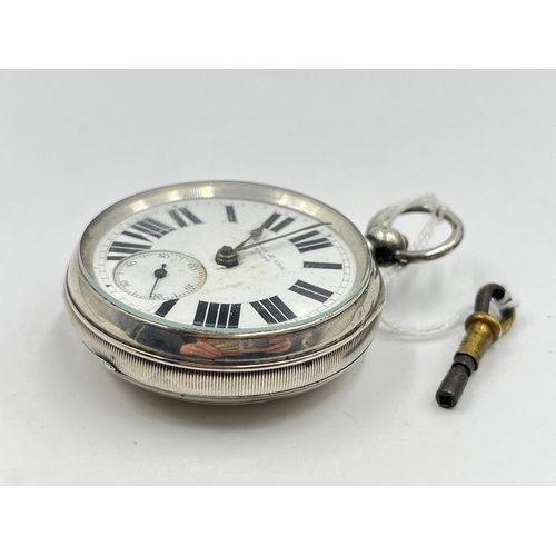 2229 - A Victorian Wheeler & Gee of Cardiff hallmarked Birmingham silver cased open face key wind pocket wa... 