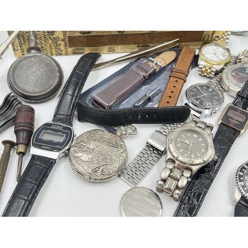 2230 - A collection of wristwatches, tools and accessories to include Citizen 7 automatic, Sekonda, bracele... 