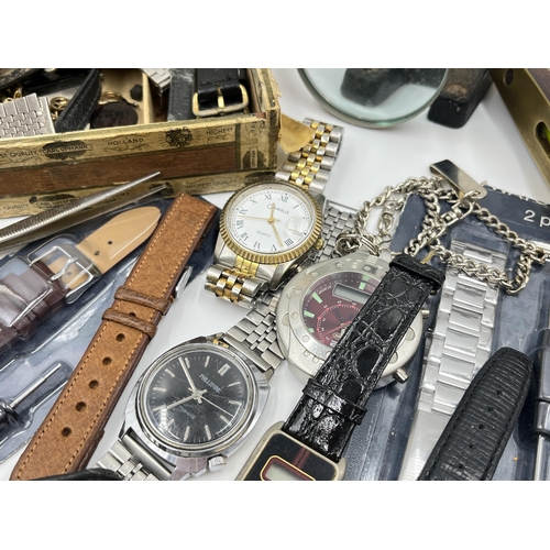 2230 - A collection of wristwatches, tools and accessories to include Citizen 7 automatic, Sekonda, bracele... 