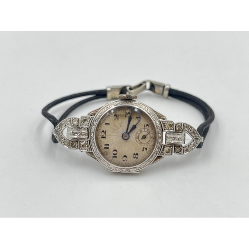 2236 - An Art Deco Breguet HSPG 18ct white gold and diamond cocktail wristwatch with 9ct white gold clasp a... 