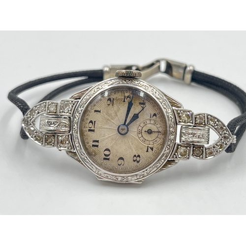 2236 - An Art Deco Breguet HSPG 18ct white gold and diamond cocktail wristwatch with 9ct white gold clasp a... 