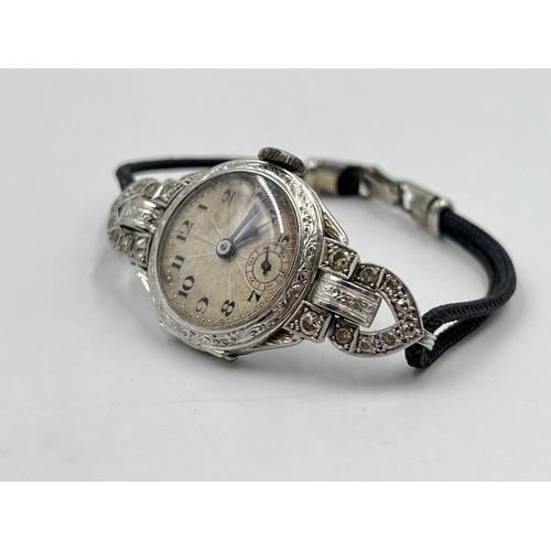 2236 - An Art Deco Breguet HSPG 18ct white gold and diamond cocktail wristwatch with 9ct white gold clasp a... 