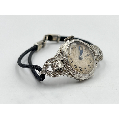 2236 - An Art Deco Breguet HSPG 18ct white gold and diamond cocktail wristwatch with 9ct white gold clasp a... 