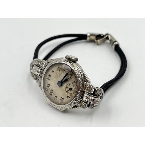 2236 - An Art Deco Breguet HSPG 18ct white gold and diamond cocktail wristwatch with 9ct white gold clasp a... 