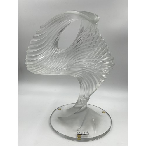 338A - A Lalique 'Trophee' crystal ice skating trophy signed C032 to base - approx. 32cm high