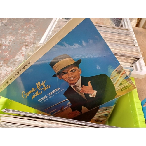 740 - Two boxes containing a collection of LP vinyl records to include approx. thirty-nine Frank Sinatra, ... 