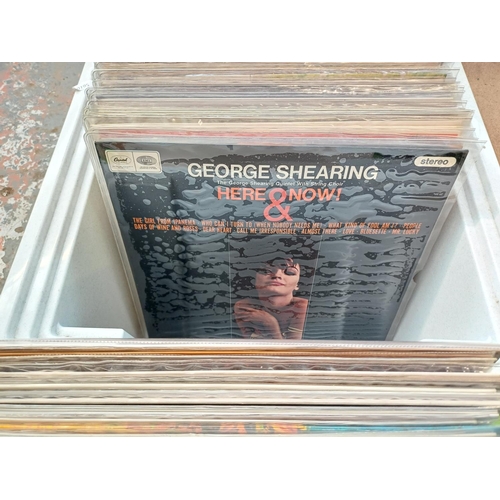 740 - Two boxes containing a collection of LP vinyl records to include approx. thirty-nine Frank Sinatra, ... 