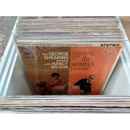 740 - Two boxes containing a collection of LP vinyl records to include approx. thirty-nine Frank Sinatra, ... 