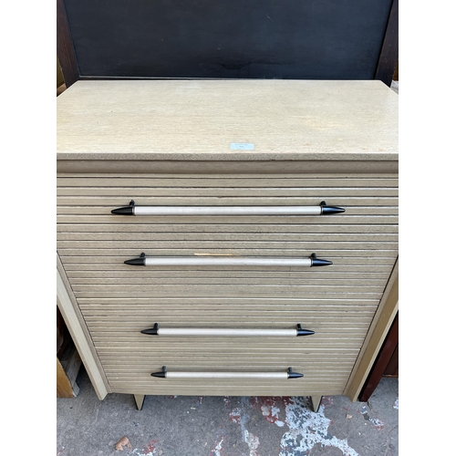 32 - A 1960s Lebus Link Furniture limed oak chest of drawers - approx. 98cm high x 76cm wide x 42cm deep