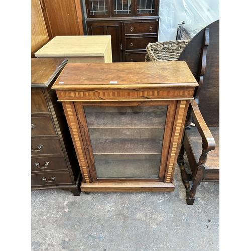 45 - A Victorian inlaid rosewood and walnut pier cabinet - approx. 104cm high x 76cm wide x 30cm deep