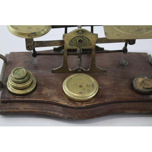 444 - Three vintage postal scales with brass weights to include Inland Letter Post etc.